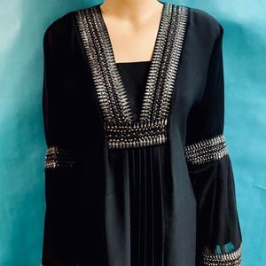 Black Caftan Abaya Maxi Dress Stunning Gown Medium